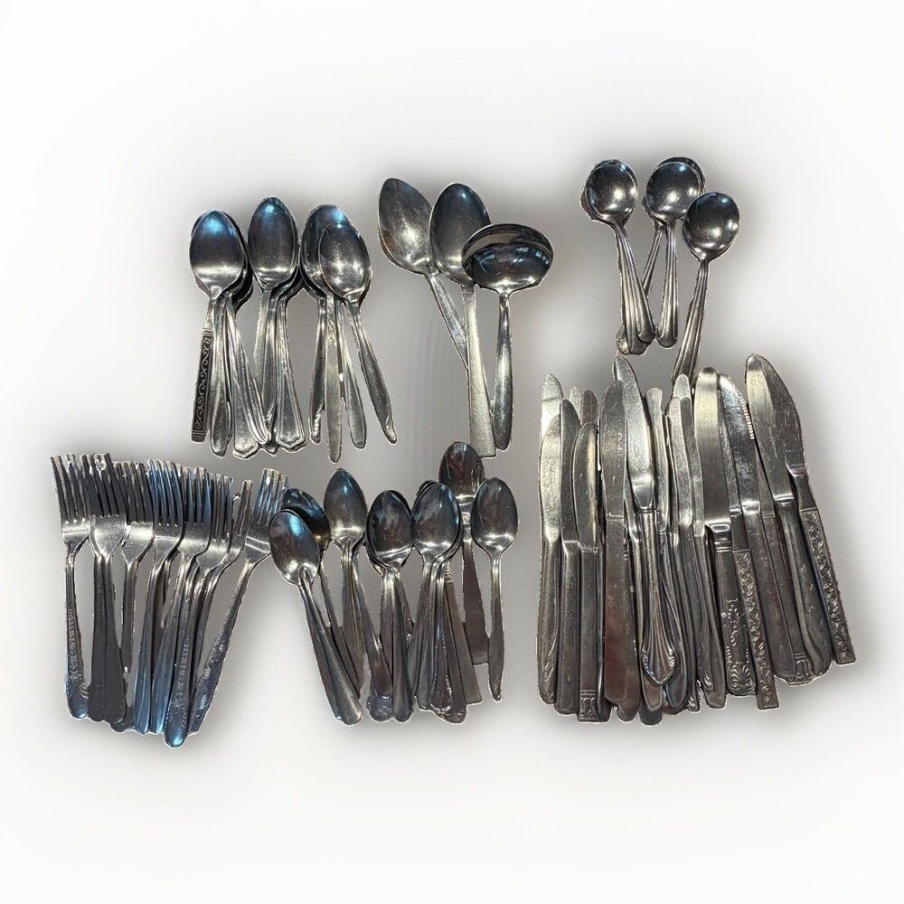 Lot Of 82 Pieces Misc. Assorted Flatware Stainless Vintage Some Matching